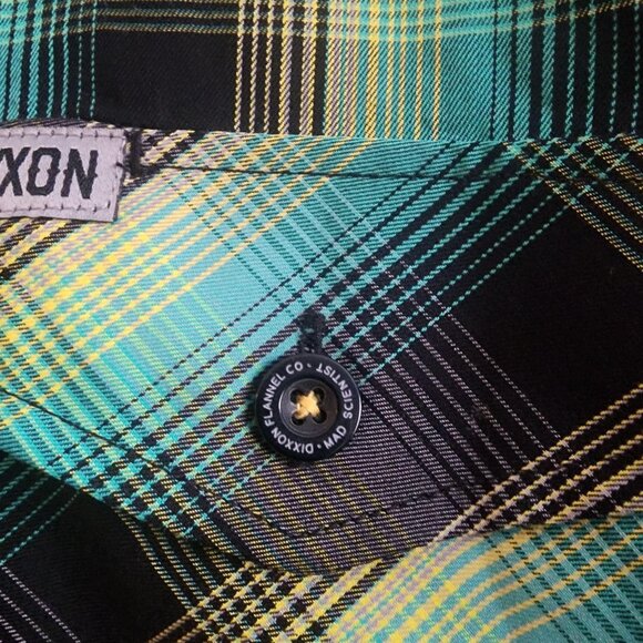 Dixxon Flannel Co Shirt Mens XL Green Black Plaid Mad Scientist Bamboo Button Up - Picture 3 of 10